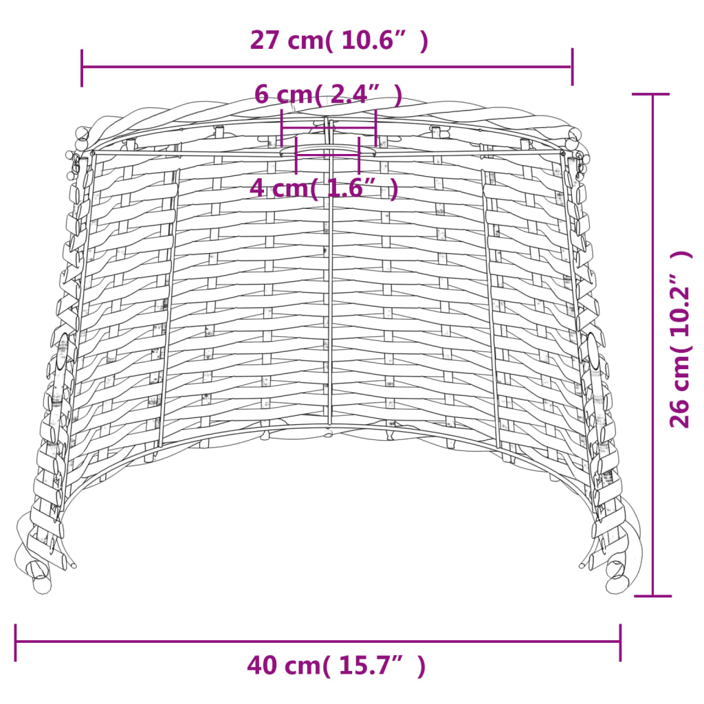 White wicker roof lamp screen Ø40x26 cm