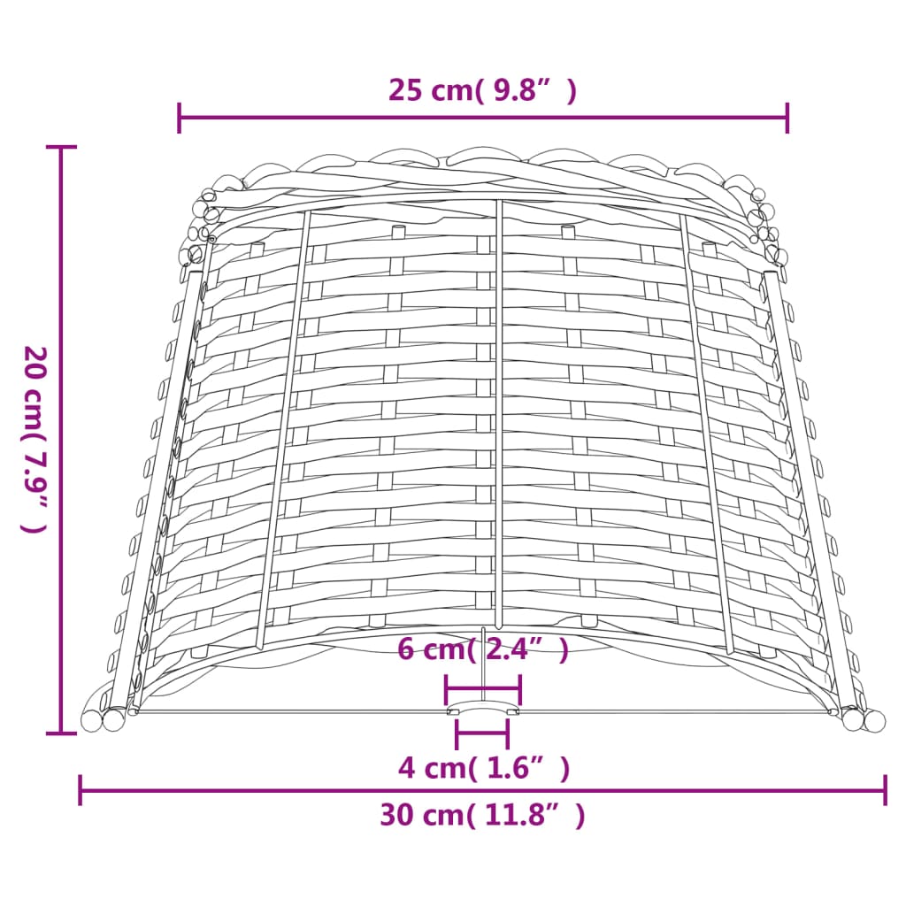 White wicker lamp screen Ø30x20 cm