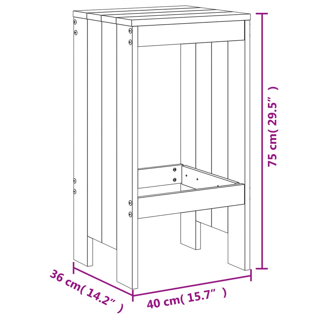 Mesa alta y taburetes de jardín 5 piezas madera maciza Douglas