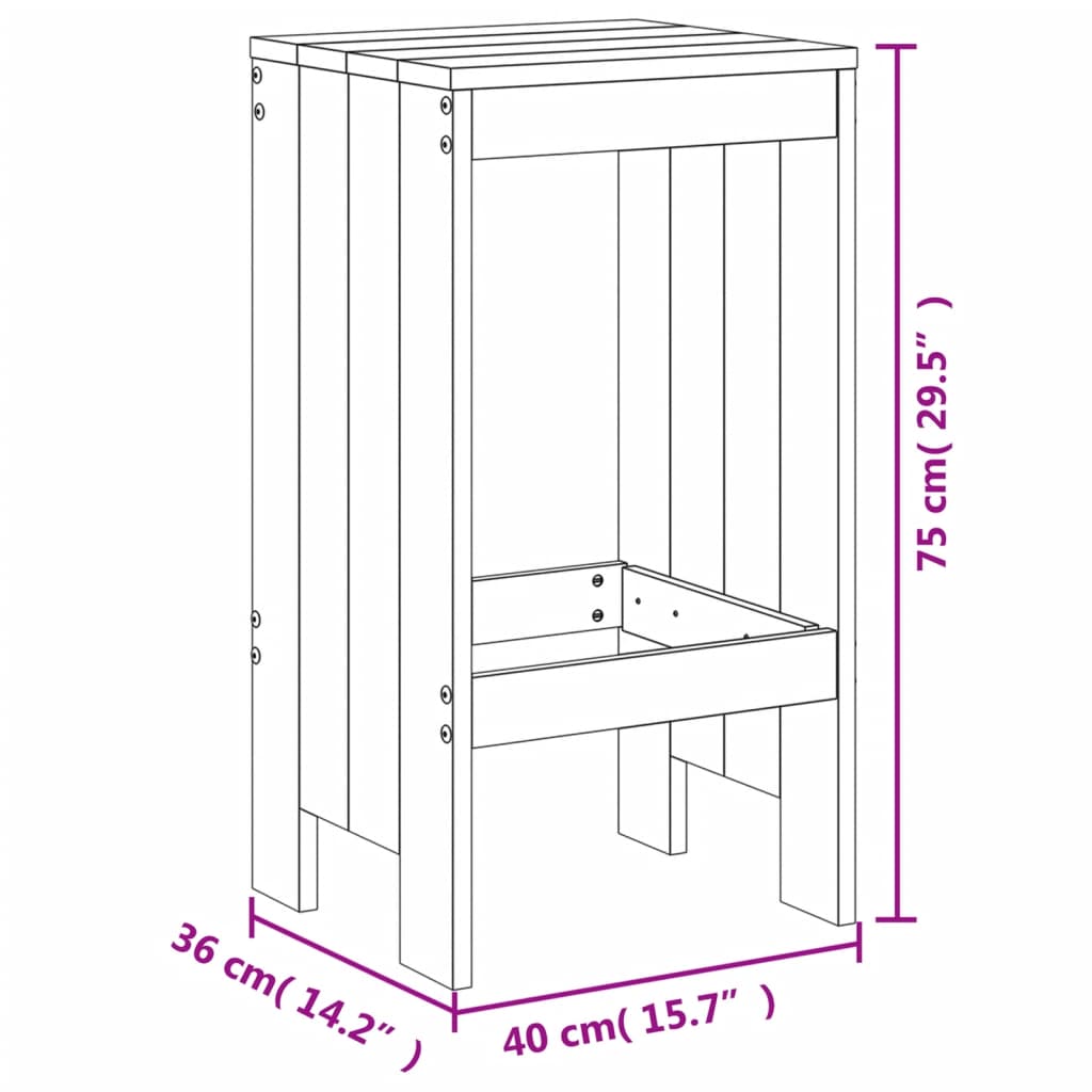 Set da tavolo e sgabelli giardino alto 5 pezzi pino bianco in legno