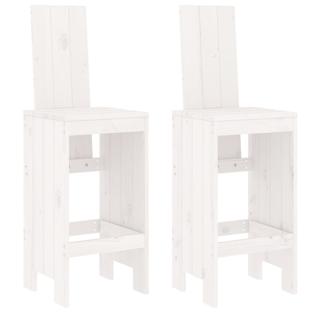 Table set and stool high garden 3 pcs wood white pine