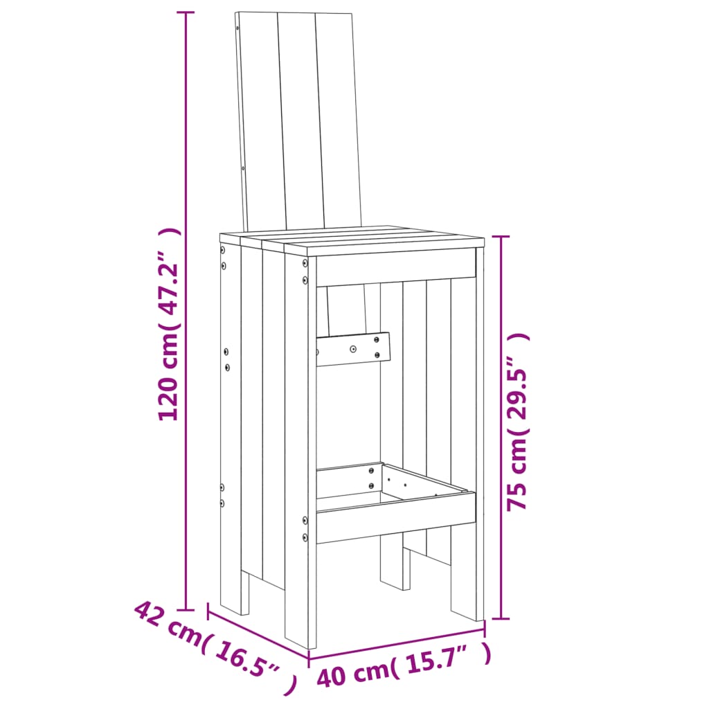 Set da tavolo e sgabelli giardino alto 3 pezzi pino grigio in legno