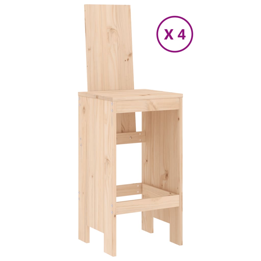 Table set and stools high garden 5 pcs solid wood pine