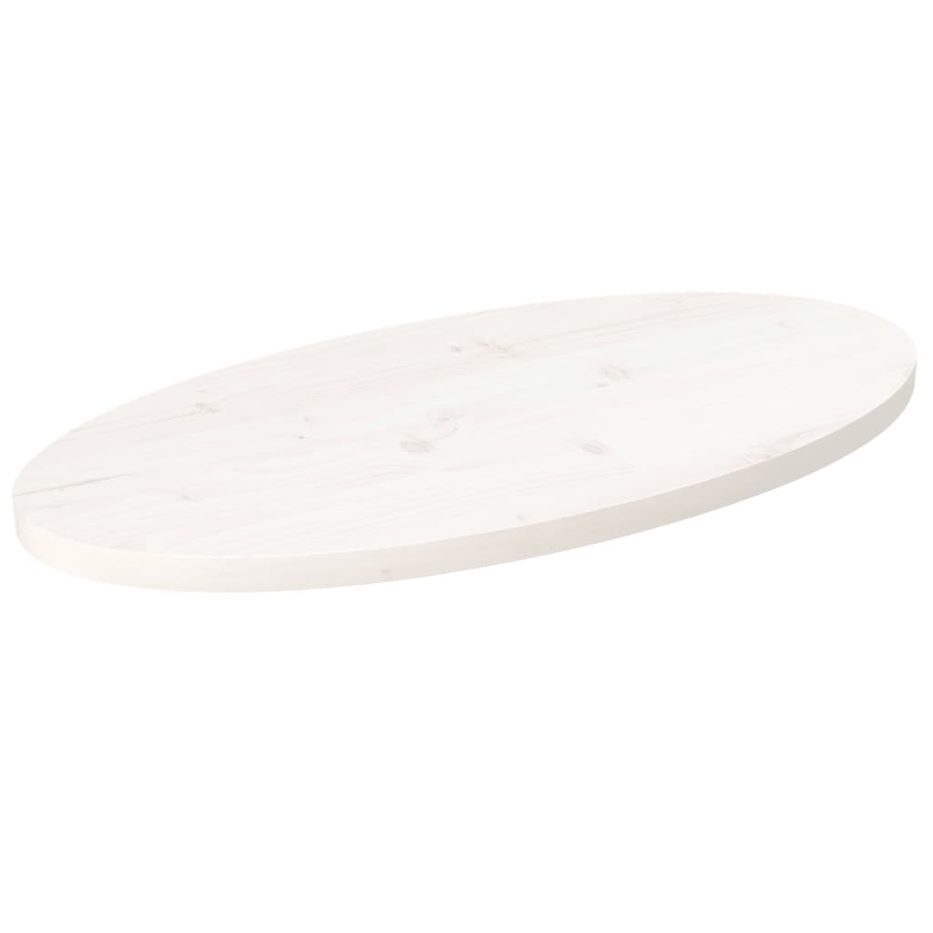 Tablero de mesa ovalado madera maciza pino blanco 70x35x2,5 cm