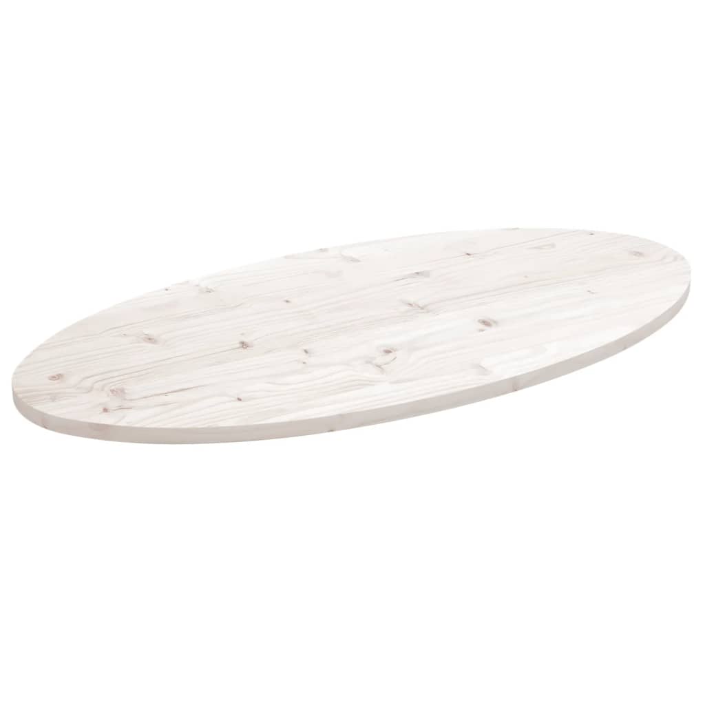 Vetonek Tablero de mesa ovalado madera maciza pino blanco 90x45x2,5 cm