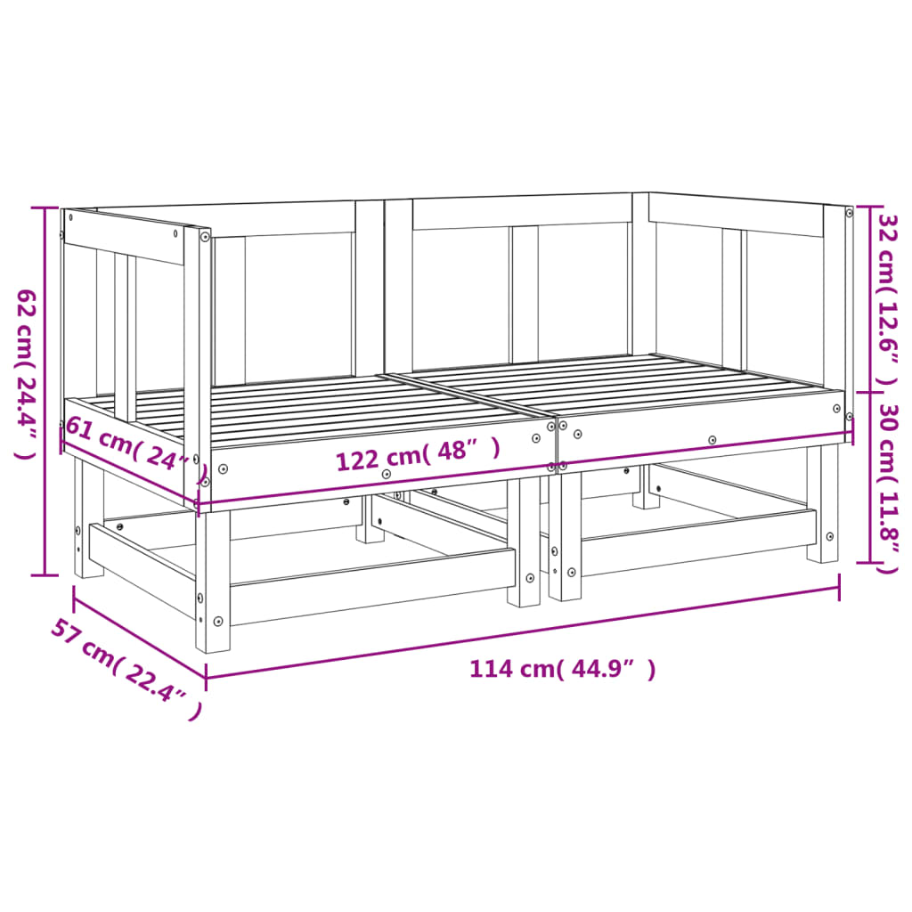 Canapés d'angle de jardin 2 uds Maciza Wood