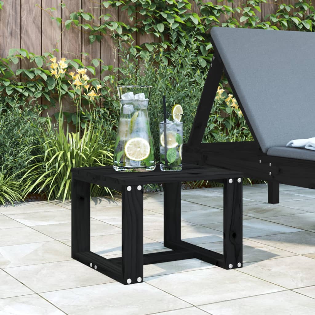 Vetonek Mesa auxiliar de jardín madera maciza pino negro 40x38x28,5 cm