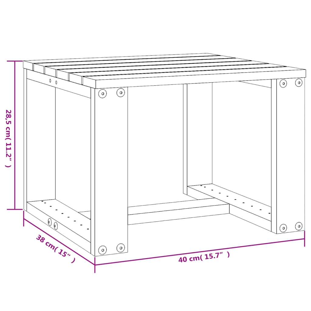 Douglas 40x38x28.5 cm solid wood auxiliary table