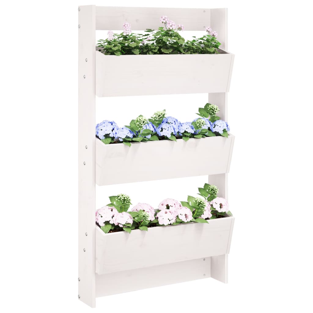 Jardinière murale 3 niveaux bois de pin blanc 60x18,5x110 cm v8785 Vetonek