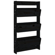Vetonek Jardinera de pared 3 niveles madera pino negro 60x18,5x110 cm