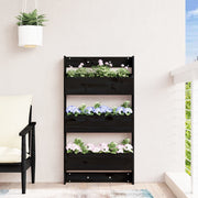 Jardinera de pared 3 niveles madera pino negro 60x18,5x110 cm v8815 - Vetonek