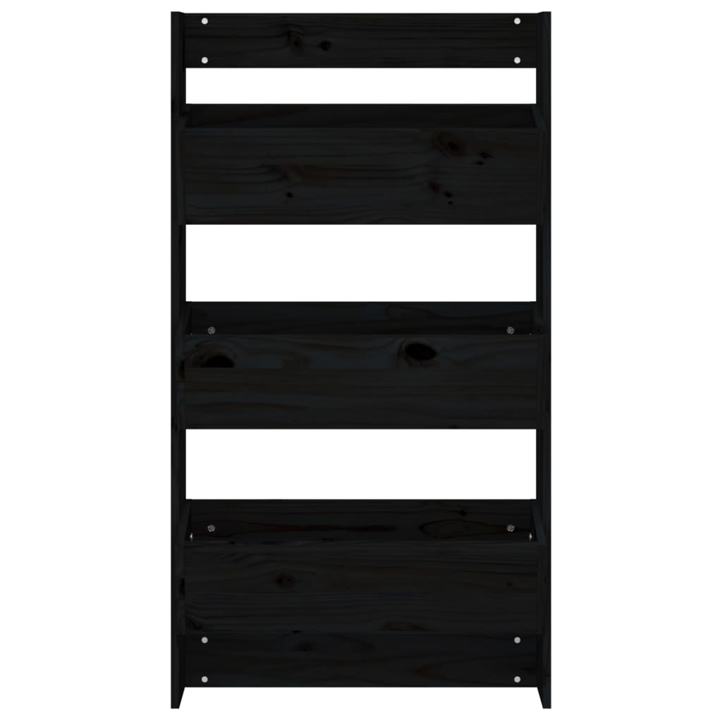 Jardinera de pared 3 niveles madera pino negro 60x18,5x110 cm v8815 - Vetonek
