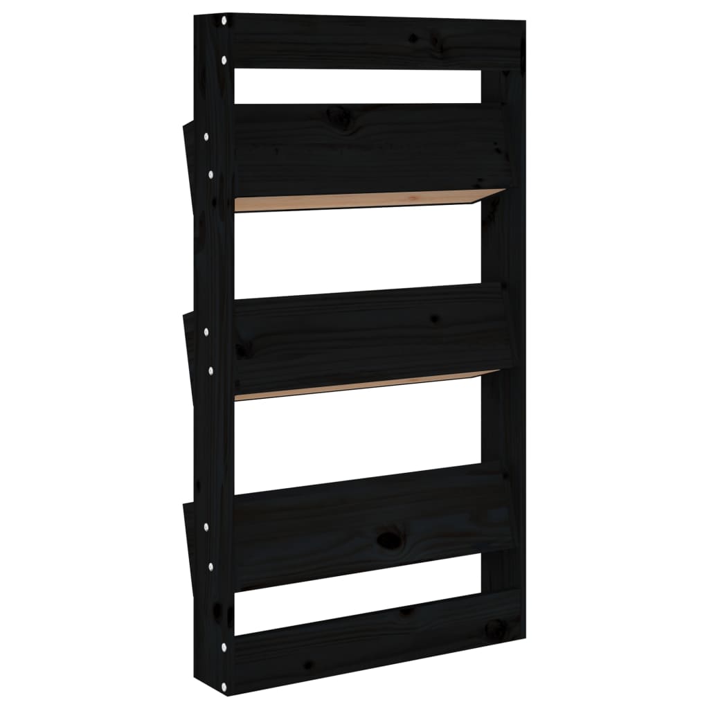 Jardinera de pared 3 niveles madera pino negro 60x18,5x110 cm v8815 - Vetonek