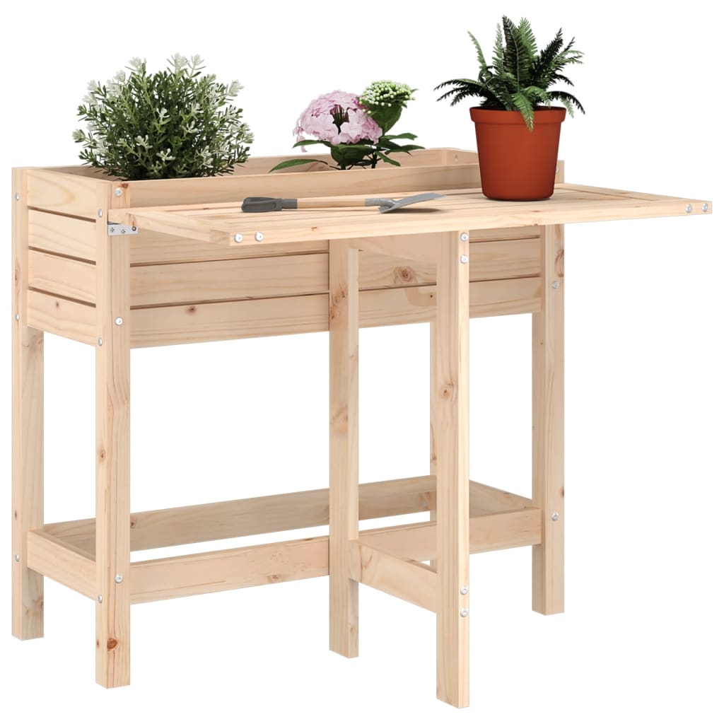 Jardinera con tapa plegable madera maciza de pino vidaXL