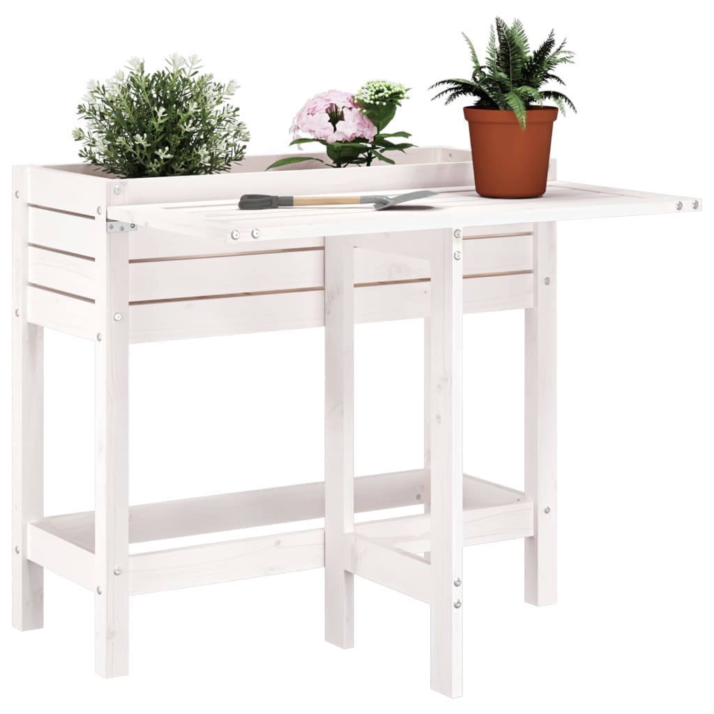 Vetonek Jardinera con tapa plegable madera maciza de pino blanca