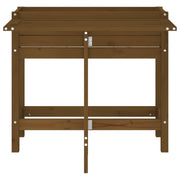 Floreira com tampa dobrável em madeira maciça de pinho castanho mel v8860 - Vetonek