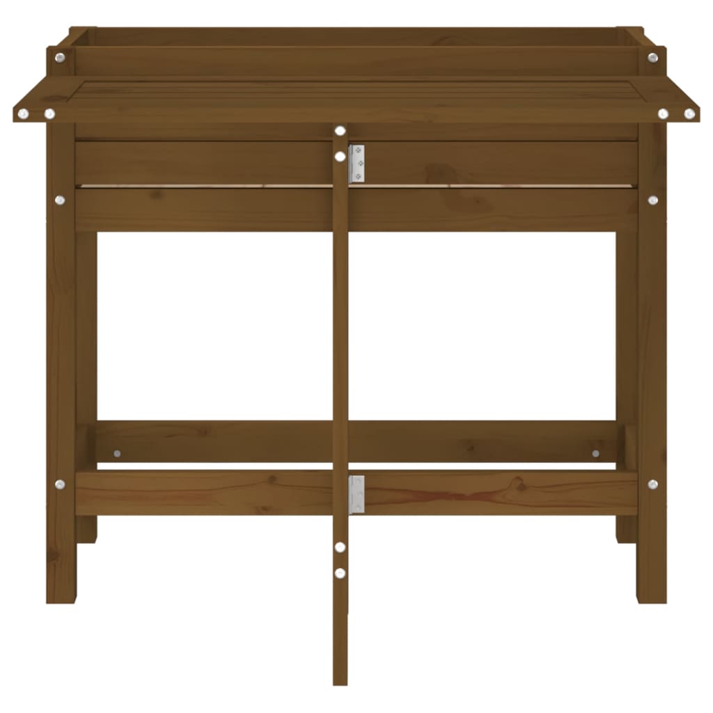 Floreira com tampa dobrável em madeira maciça de pinho castanho mel v8860 - Vetonek