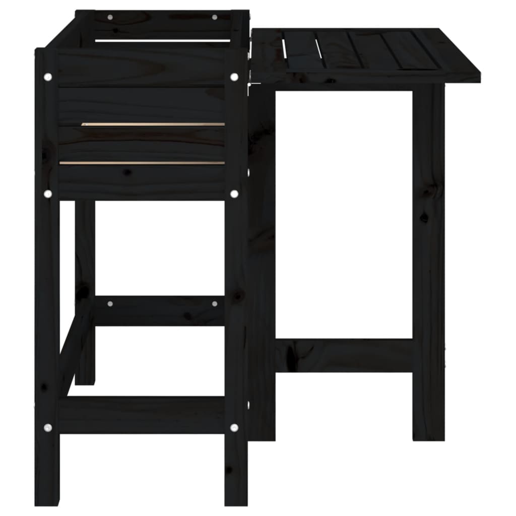 Floreira com tampa dobrável em madeira maciça de pinho preto - Vetonek