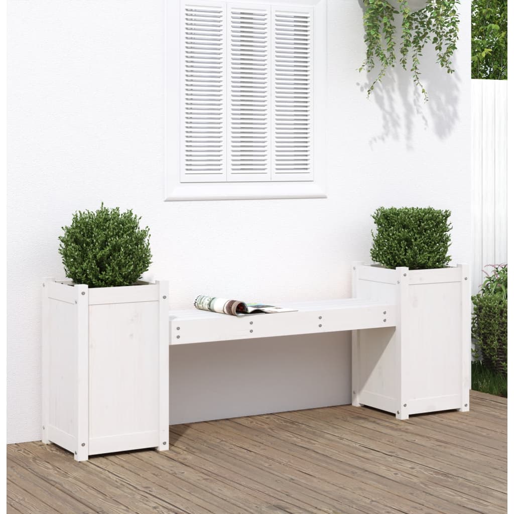 Banc avec jardinières en bois de pin blanc massif 180x36x63 cm v9201 Vetonek