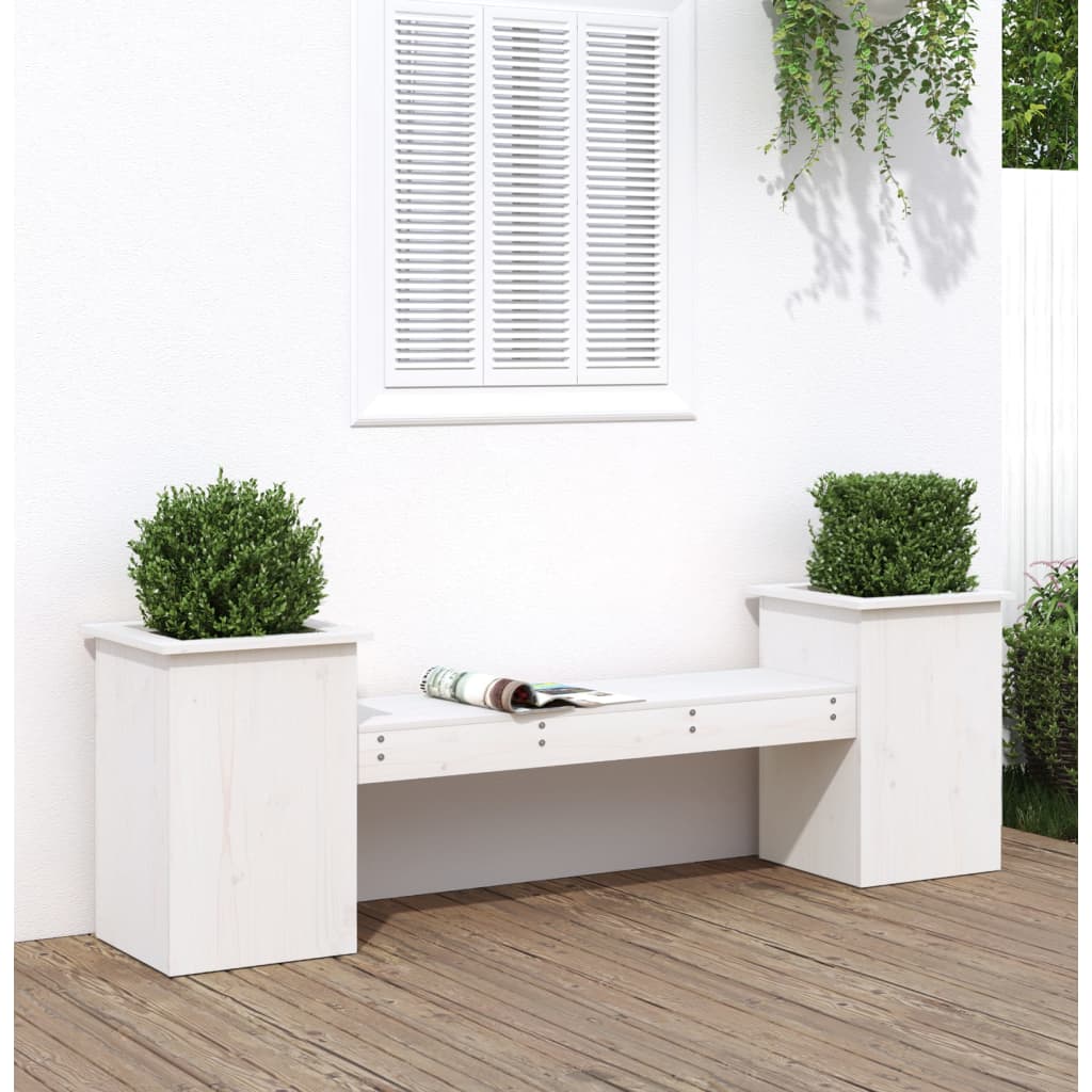 Banc avec jardinières en bois de pin blanc 184,5x39,5x56,5 cm v9263 Vetonek