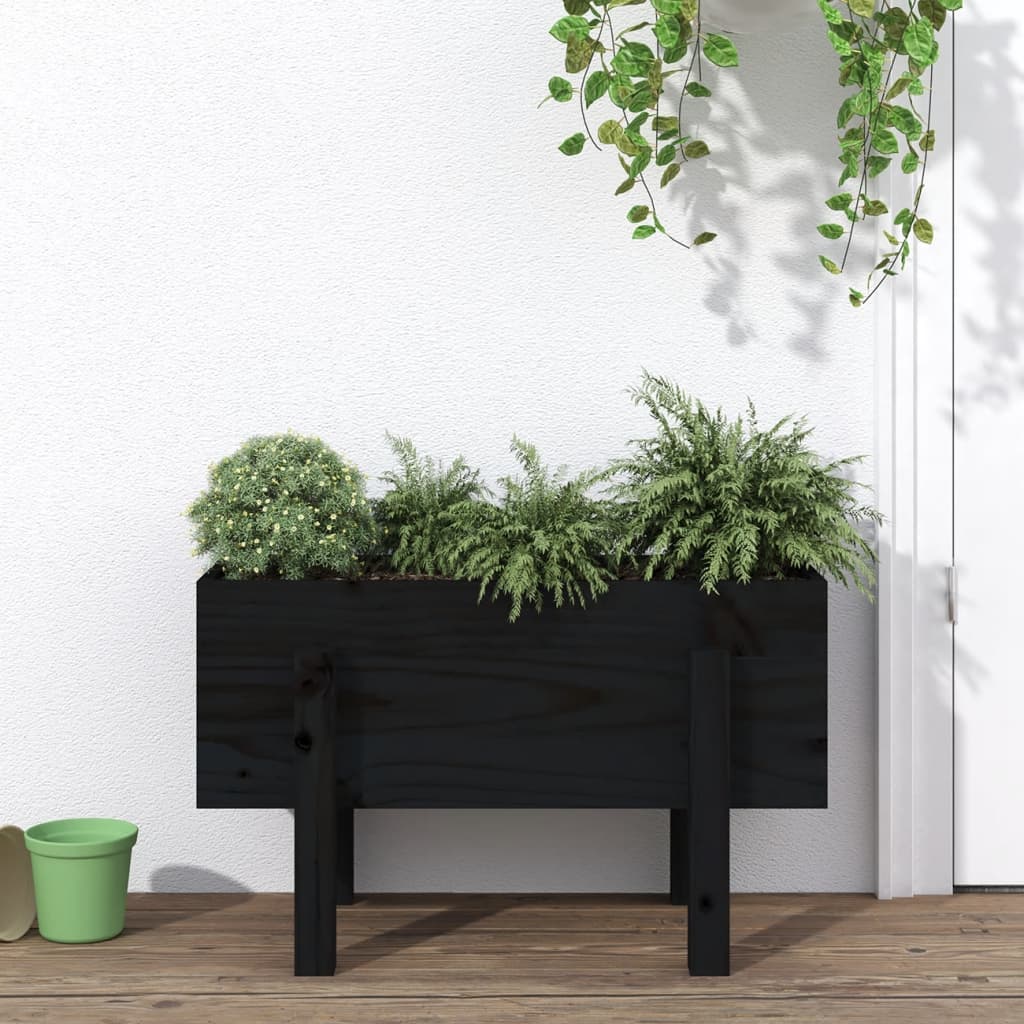 Vetonek Jardinera madera maciza de pino negro 62x30x38 cm