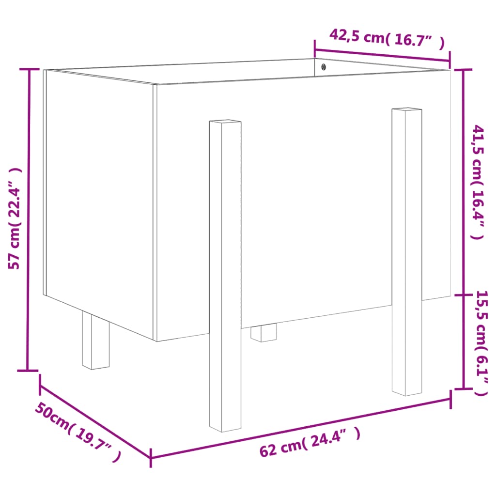 Jardinera de madera maciza de pino gris 62x50x57 cm vidaXL