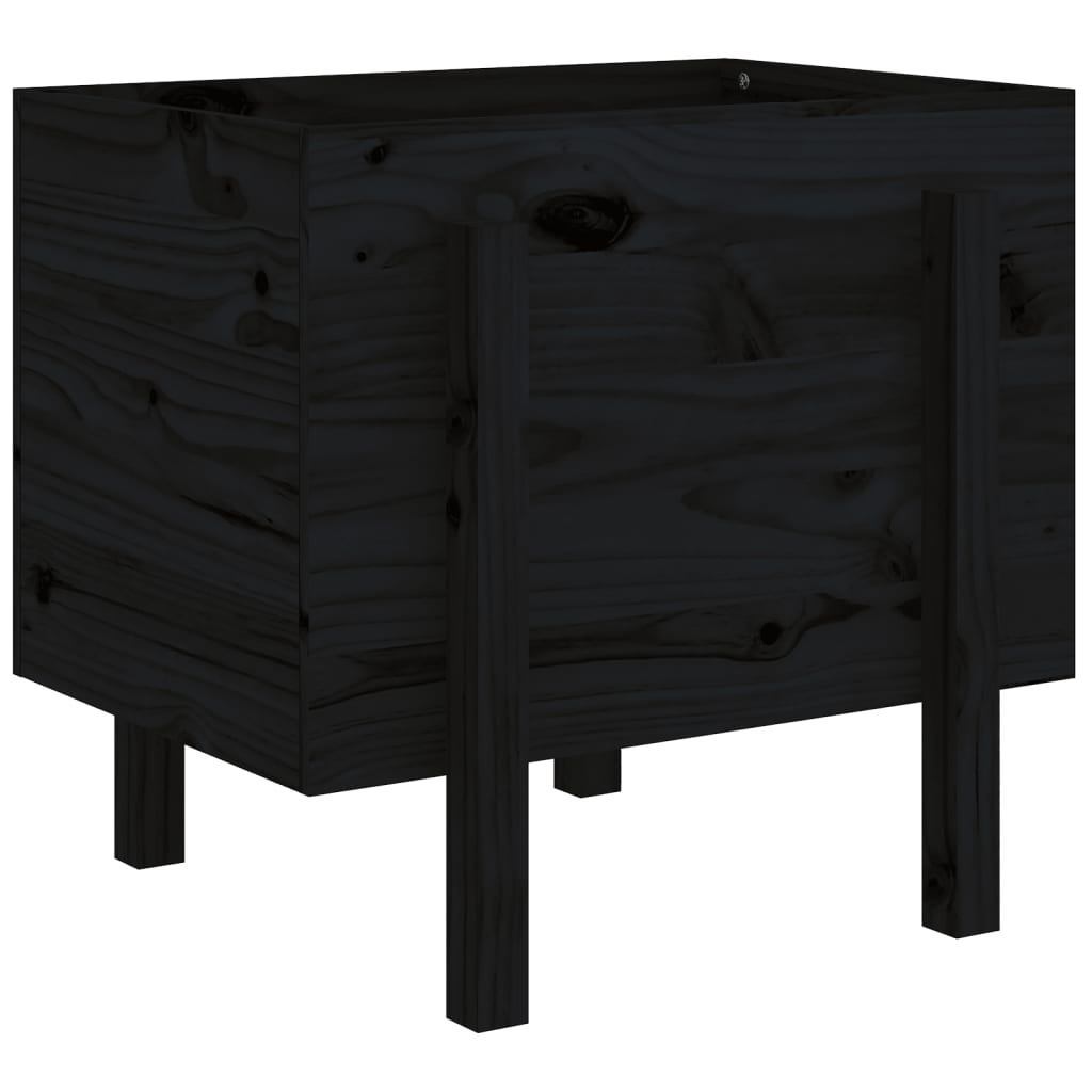 Vetonek Jardinera de madera maciza de pino negro 62x50x57 cm