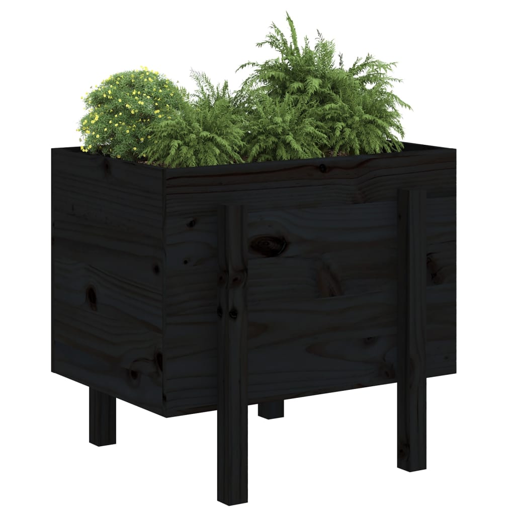 Jardinera de madera maciza de pino negro 62x50x57 cm v9591 - Vetonek