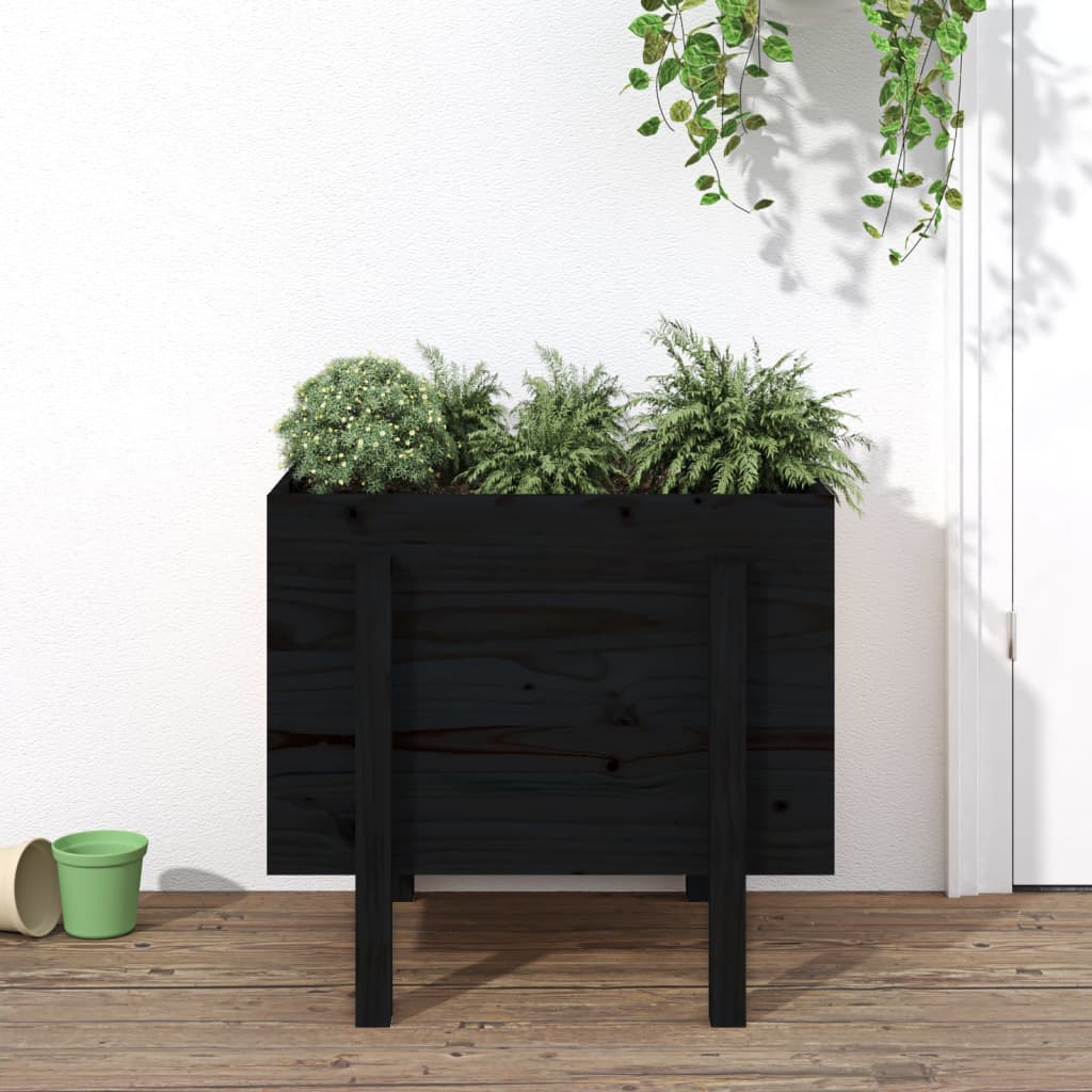 Jardinera de madera maciza de pino negro 62x50x57 cm v9591 Vetonek