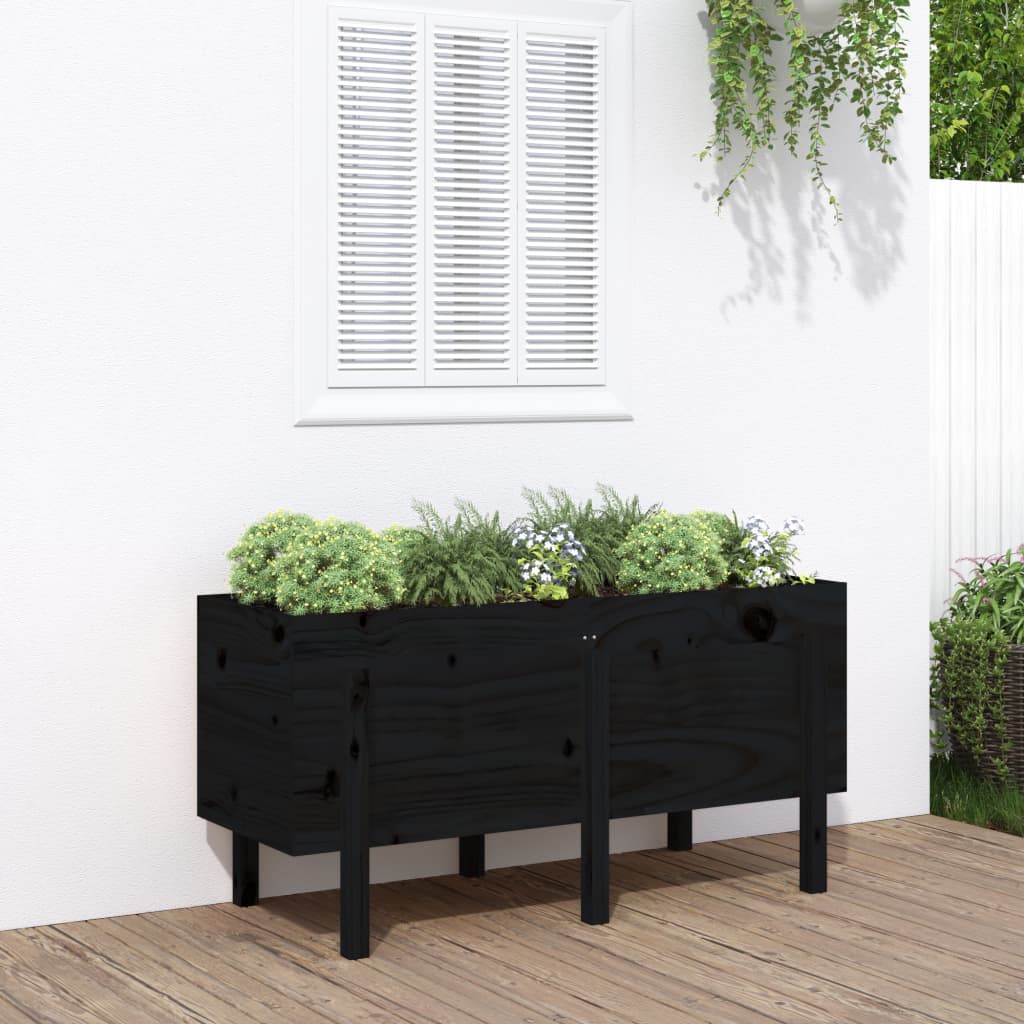 Lit de jardin surélevé en bois de pin noir massif 121x50x57 cm v9775 Vetonek