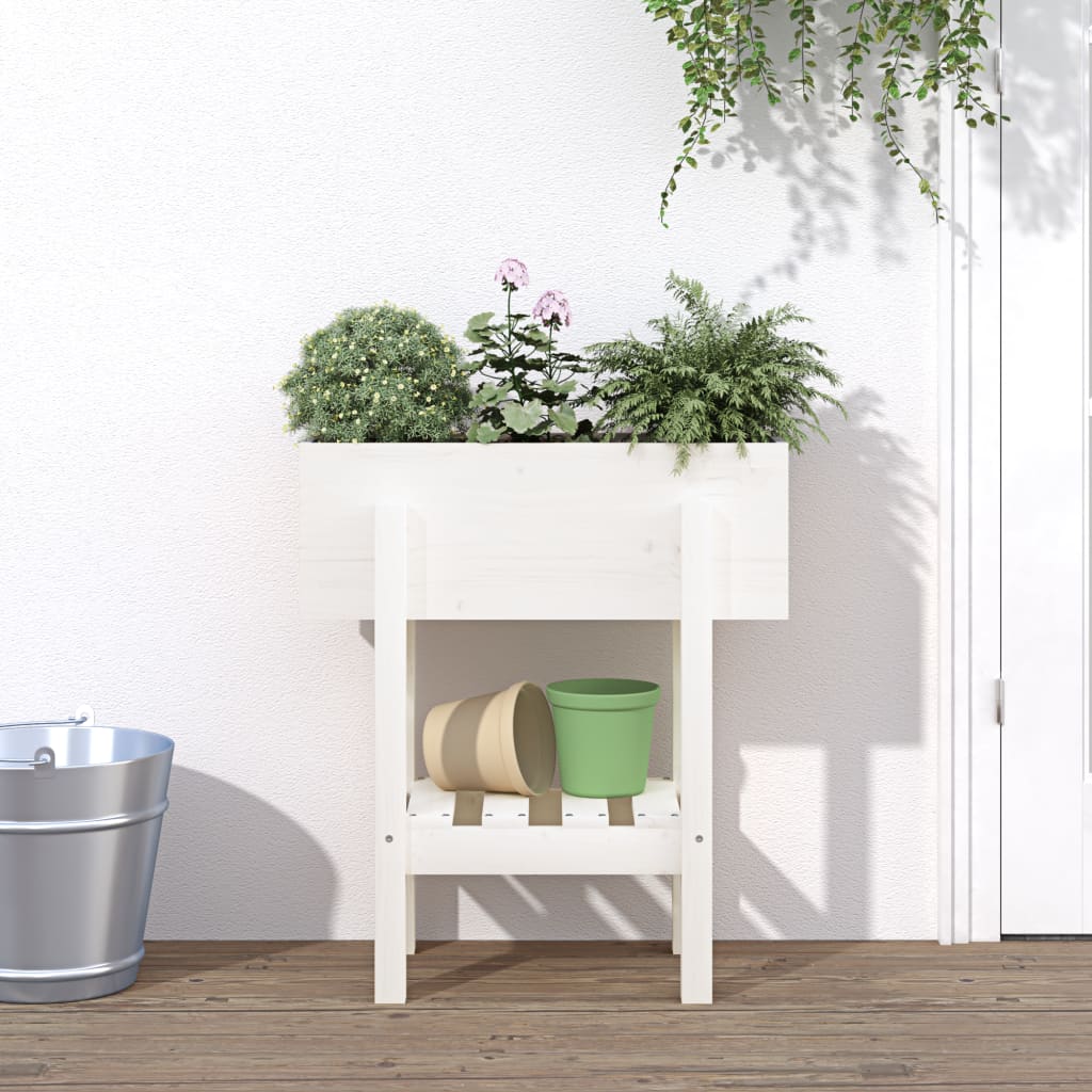 Jardinière en pin blanc massif 62x30x69 cm v9805 Vetonek