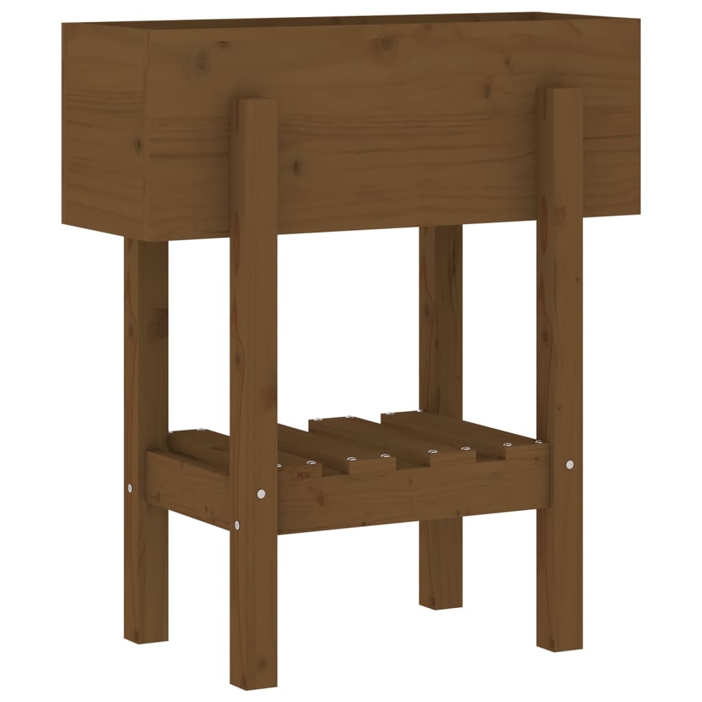 Jardinera madera maciza de pino marrón miel 62x30x69 cm v9829 - Vetonek