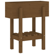 Jardinera madera maciza de pino marrón miel 62x30x69 cm v9829 - Vetonek