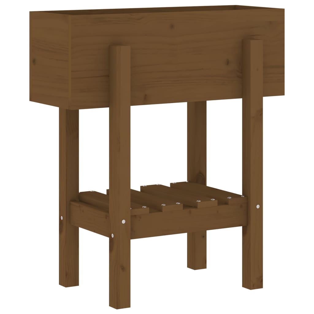 Jardinera madera maciza de pino marrón miel 62x30x69 cm v9829 - Vetonek