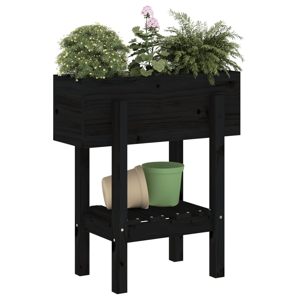 Jardinera madera maciza de pino negro 62x30x69 cm v9836 - Vetonek