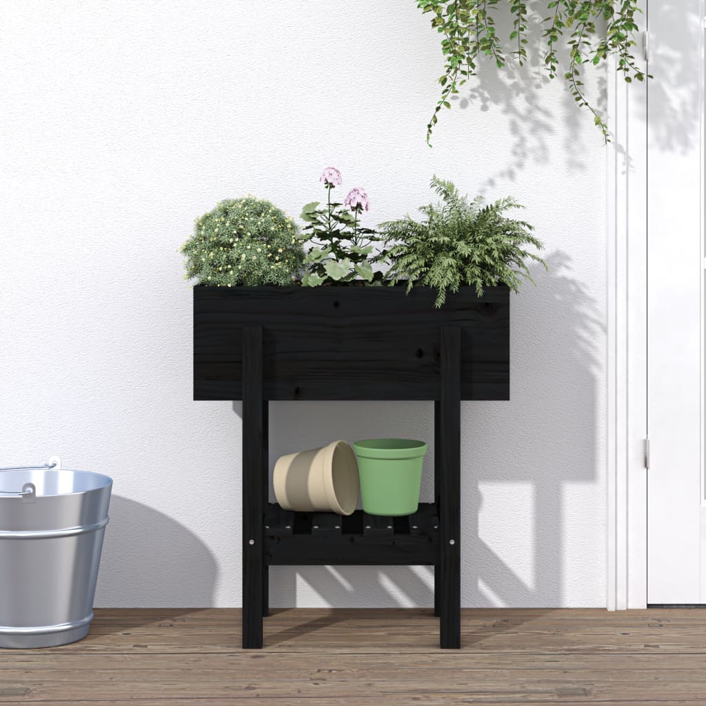 Vetonek Jardinera madera maciza de pino negro 62x30x69 cm 