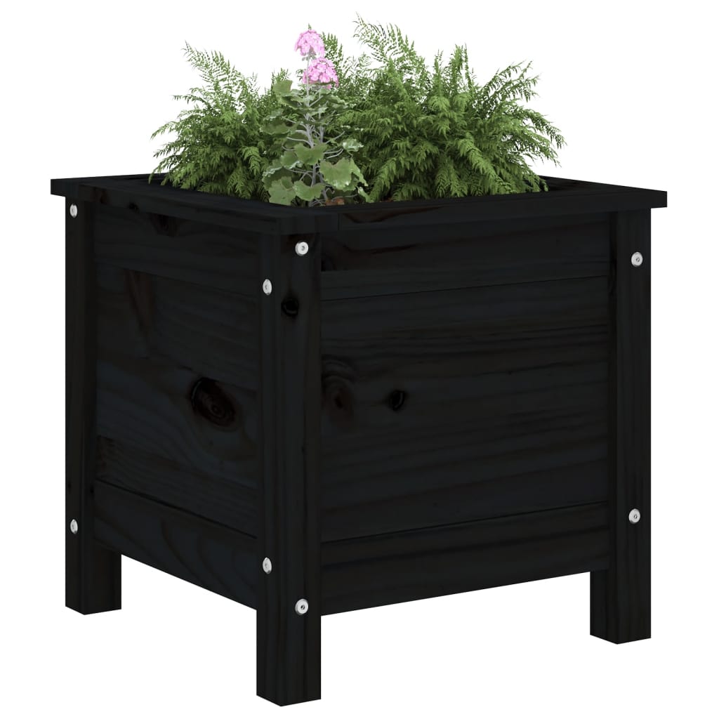 Jardinera madera maciza de pino negro 40x40x39 cm - Vetonek