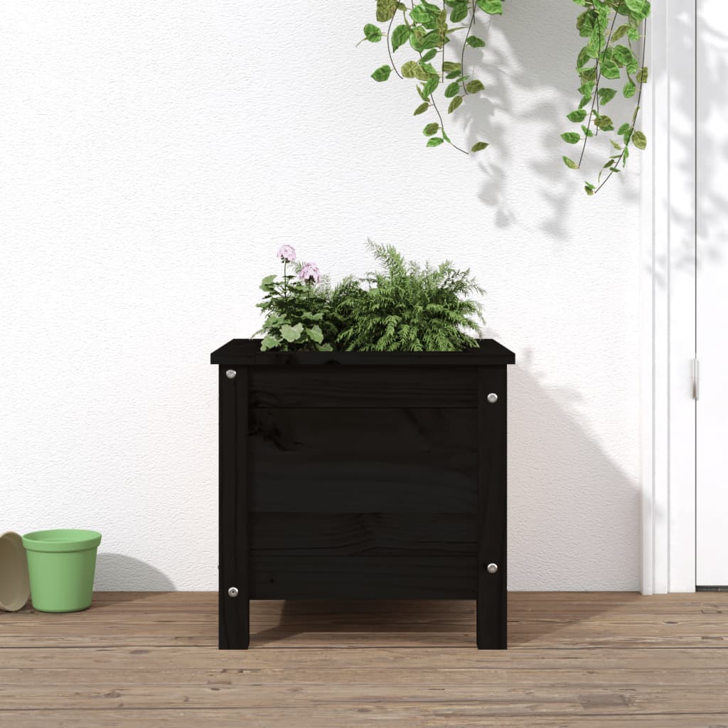 Vetonek Jardinera madera maciza de pino negro 40x40x39 cm