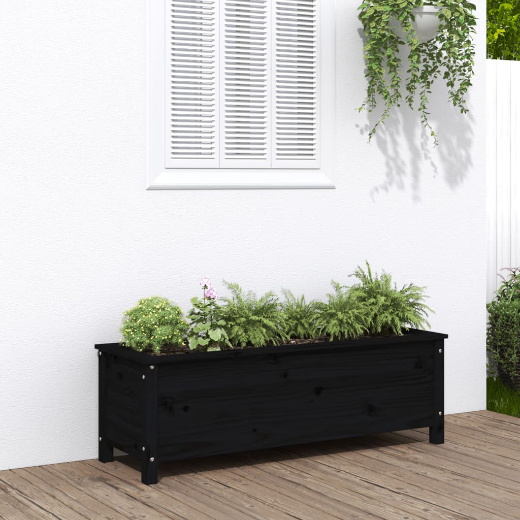 Vetonek jardinera elevado de jardín madera de pino negro 119,5x40x39 cm