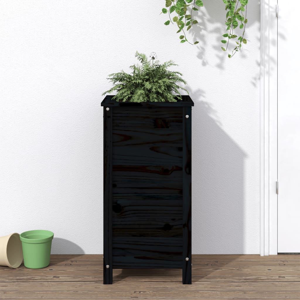 Jardinera madera maciza de pino negro 40x40x78 cm v0191 Vetonek