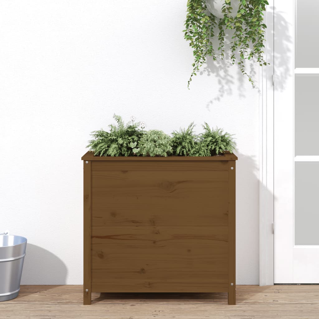 Jardinera madera maciza de pino marrón miel 82,5x40x78 cm v0245 Vetonek