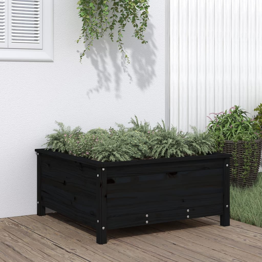 Vetonek Jardinera madera maciza de pino negro 82,5x82,5x39 cm