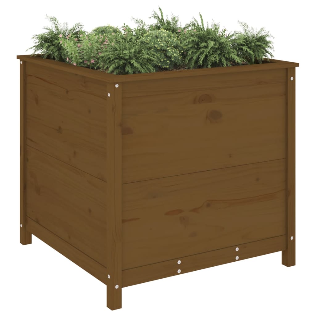 Jardinera madera maciza de pino marrón miel 82,5x82,5x78 cm v0429 - Vetonek