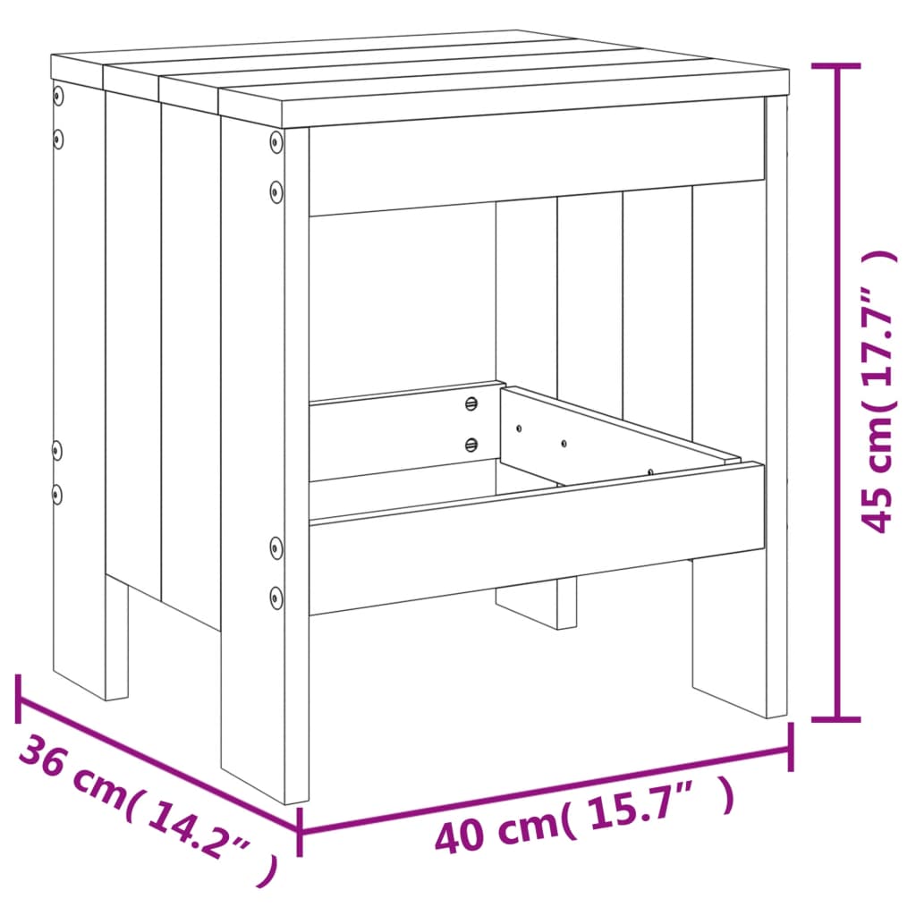 Gartenhocker 2 Einheiten Maciza Holzgrau Kiefer 40x36x45 cm