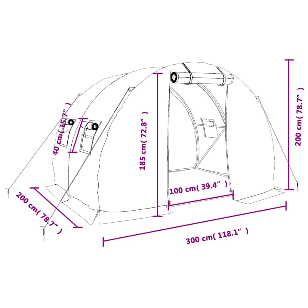 Invernadero con estructura de acero blanco 6 m² 3x2x2 m vidaXL