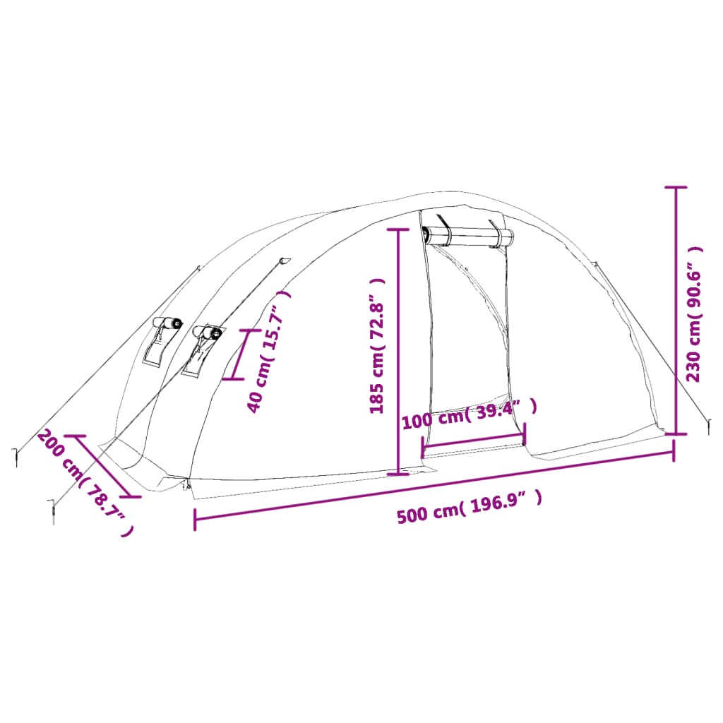 Invernadero con estructura de acero verde 10 m² 5x2x2,3 m