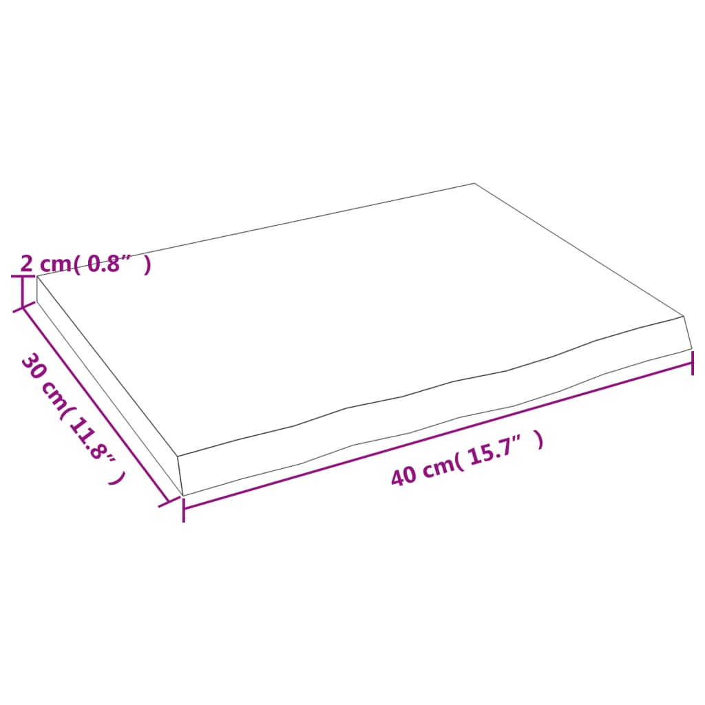 Estante de pared madera maciza de roble sin tratar 40x30x2 cm