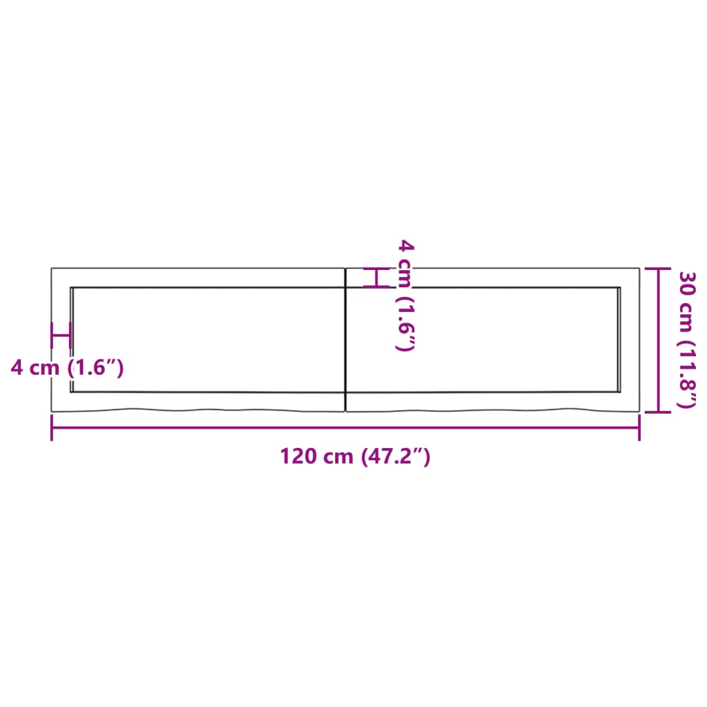 Estante de pared madera maciza roble sin tratar 120x30x(2-6) cm vidaXL