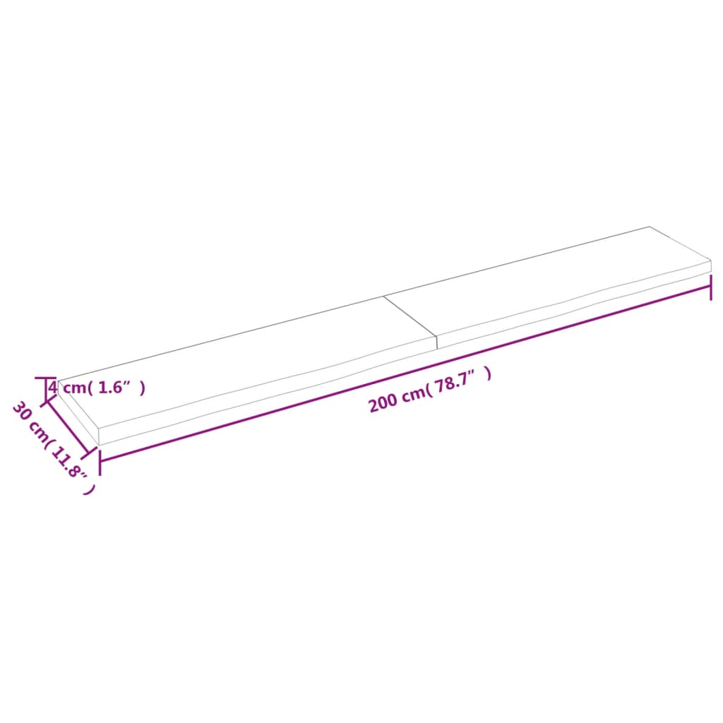 Estante pared madera roble tratada marrón claro 200x30x(2-4) cm vidaXL