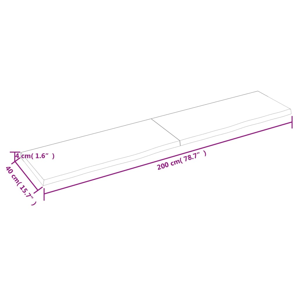 Estante pared madera roble tratada marrón claro 200x40x(2-4) cm vidaXL